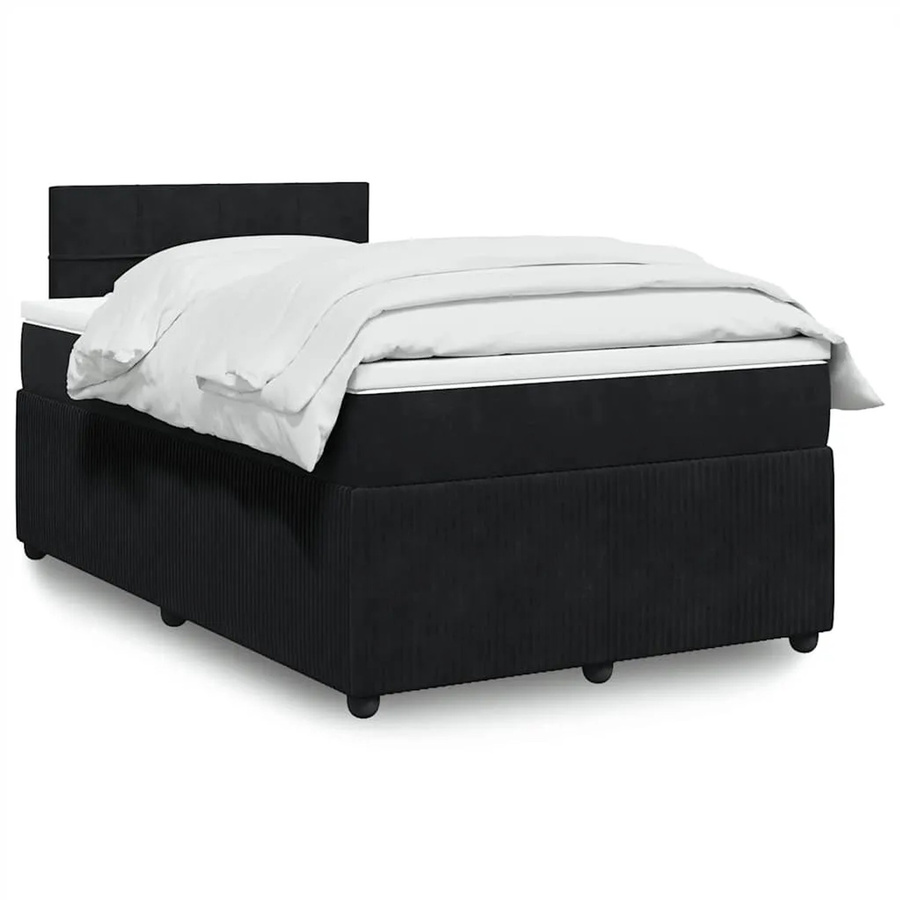vidaXL Boxspringbett mit Matratze in Schwarz aus Samt mit USB-Ladeport und Unterbettbeleuchtung B/T: 120 x 190 cm - Bild 2