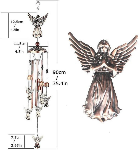 Yiran Furniture Tierisches Windspiel als hängender Schmuck aus Metall und Kunststoff in Rot und Silber - Bild 1