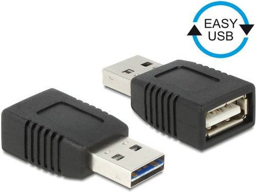 Delock USB 2.0 Adapter Schwarz 65520 mit 1x USB 2.0 Stecker A und 1x USB 2.0 Buchse A - Bild 1