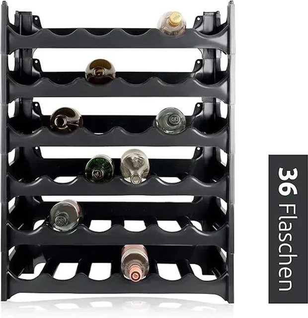 PROREGAL CURVA Weinregal mit 6 Ebenen für 36 Flaschen, Schwarz, H x B x T: 72 x 60 x 30 cm - Bild 1