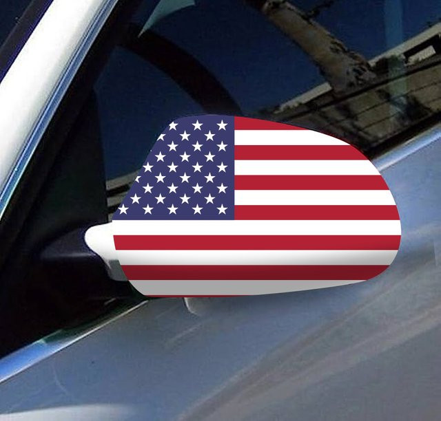 2er-Set FLAGNSHOW Autospiegel Abdeckung mit USA Flaggen Design aus Vier-Wege-Stretch-Stoff, Mehrfarbig - Bild 1