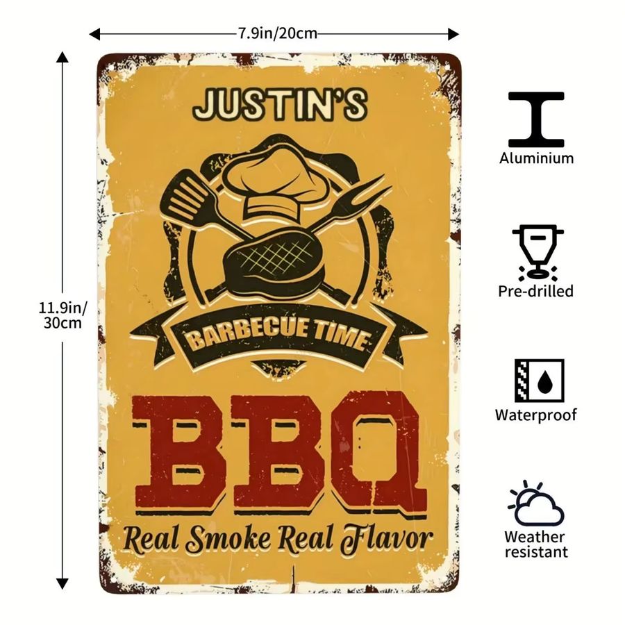 Personalisiertes Aluminium-BBQ-Schild von CIFBUY zur Grill-Dekoration für Garten, Bar und Pool, B: 30,0 cm, H: 20,0 cm - Bild 2