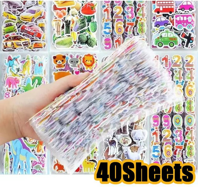 ZYF 3D-Blasen-PVC-Aufkleber in Multicolour, 40 Blatt dekorative Aufkleber für Planer, Tagebuch und Notizbuch - Bild 1