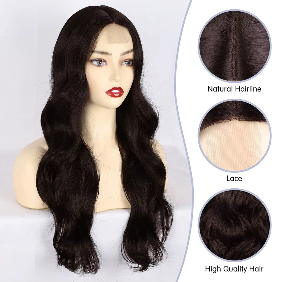 G&T Wig Perücke, lange schwarze gewellte Synthetikhaar-Perücke, Damen - Bild 2