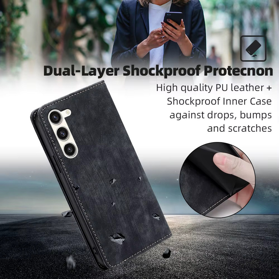 Magnetische Leder-Brieftasche für Samsung Galaxy S24 Ultra, S24 Plus, S23 FE, A55, A35, A25, A15, A05, A05s 5G mit RFID-Kartenschutz in Grün - Bild 5