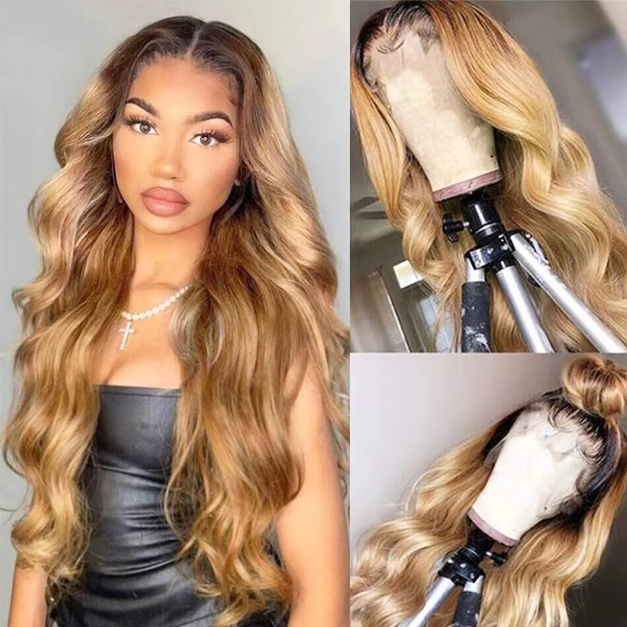 Aplus hair Perücke, Ombre Honig Blonde, Körperwelle, Damen - Bild 1