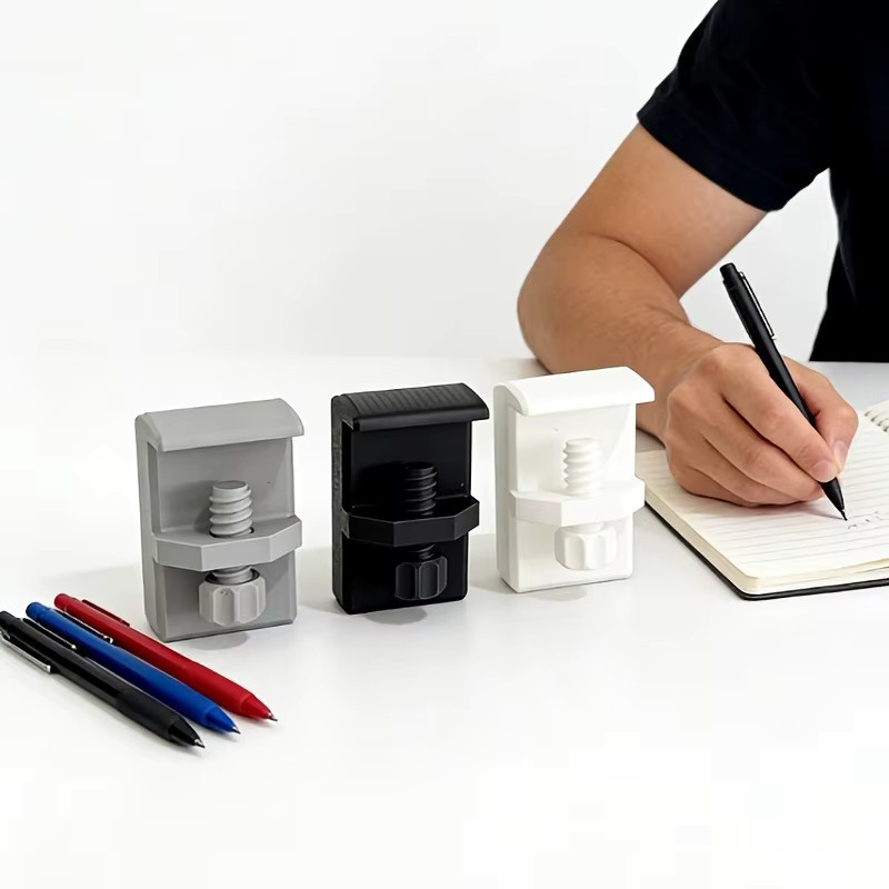 Clip-On Stifthalter ohne Bohren in Weiß aus Kunststoff – Verstellbarer Schreibtischclip für Kanten von 1–3,5 cm als Stift- und Marker-Organizer für dein Büro - Bild 4