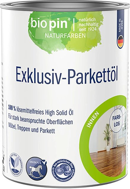 Biopin Parkettöl Exklusiv High-Solid, transparent, satin-glänzend, 0,75 l - Bild 1