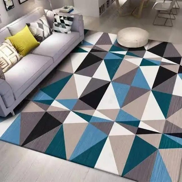Karpetti Nordischer Federteppich in Multicolour, geometrisches Design, rutschfest und waschbar, B: 120 cm, L: 160 cm - Bild 1