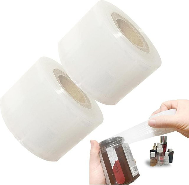 2 Rollen Mini Stretchfolie von Topfactory in Weiß für Flaschen und Gläser, Breite: 4 cm, Länge: 150 m pro Rolle - Bild 1