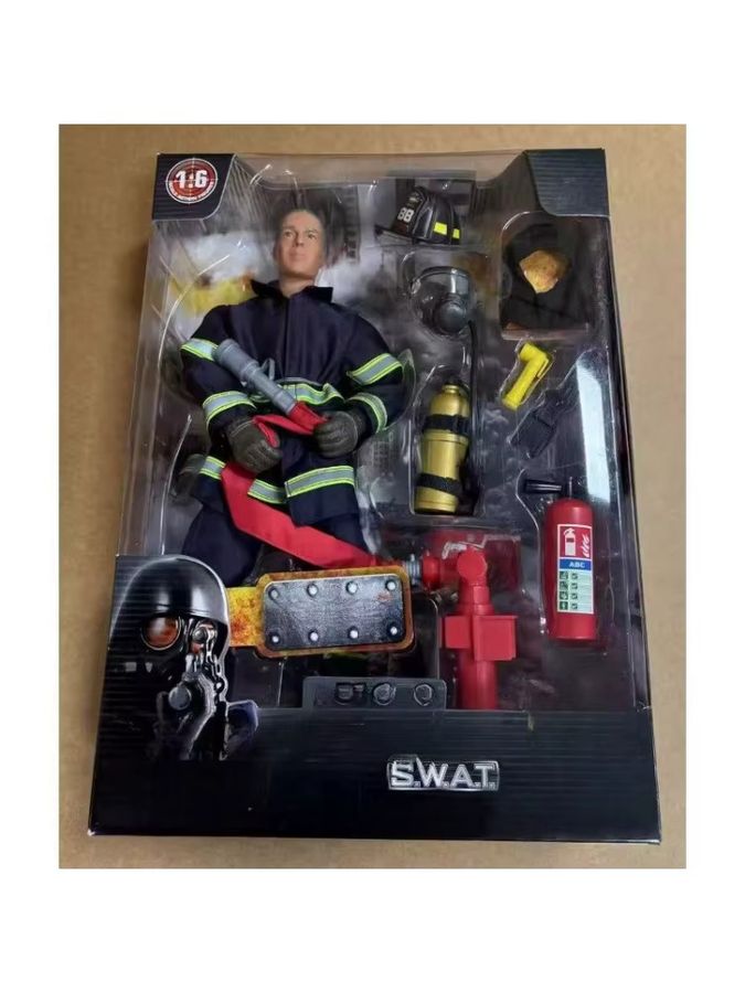 Matchbox Cross Town Heroes Actionfiguren Set Feuerwehrmann Soldat in 1/6 Skala, Multicolor, Desktop-Ornament - Bild 5
