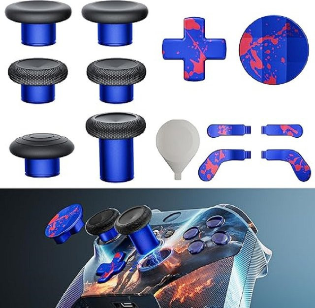 CHARM FOCUS 14-in-1 Kit für Xbox Elite Series 2 Controller mit 6 Metall-Daumensticks in Blau - Bild 1