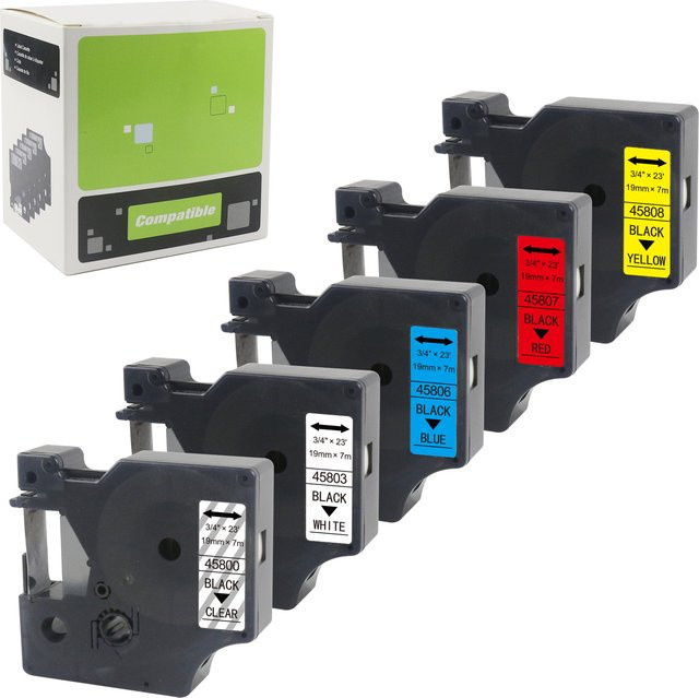 AIVE Kompatibles Dymo D1 Etikettenband, Breite: 19 mm, passend für LabelManager LM420P und LM450D - Bild 1