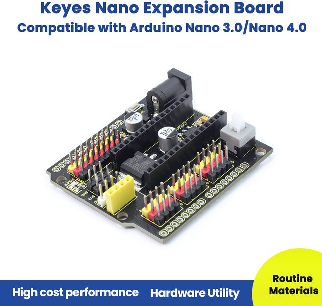 Keyestudio Nano-Erweiterungsplatine in Schwarz, kompatibel mit Arduino Nano 3.0 und Nano 4.0, mit Unterstützung für ISP-Port-Programmierung - Bild 1