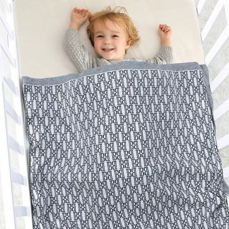 Mimixiong Baby Decke aus Baumwolle für alle Jahreszeiten, Grau, B/B: 100 x 80 cm - Bild 4