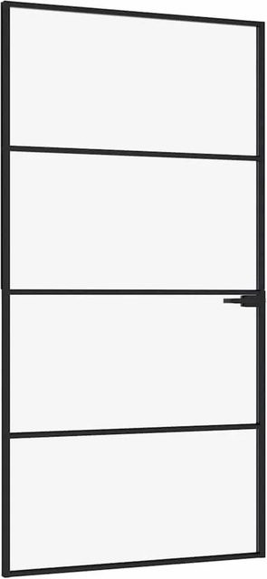 vidaXL Innentür Modern in Schwarz mit Hartglas und Aluminium, B/H: 102,5 x 201,5 cm - Bild 1