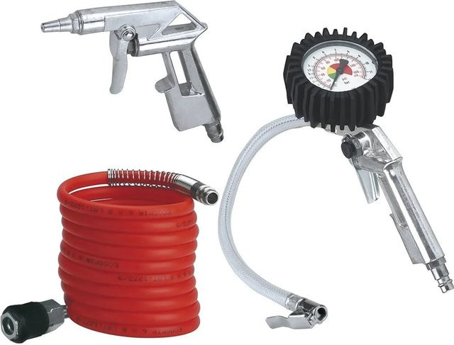 Einhell Druckluft-Profi-Set 3-tlg in Rot-Silber-Schwarz mit Reifenfüllmesser bis 8 bar - Bild 2