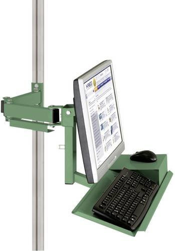 Manuflex LZ8200.6011 ESD Standard Monitorträger für Alu-Aufbauportale mit Tastatur- und Mausfläche und VESA-Adapter 75mm in Grün - Bild 1