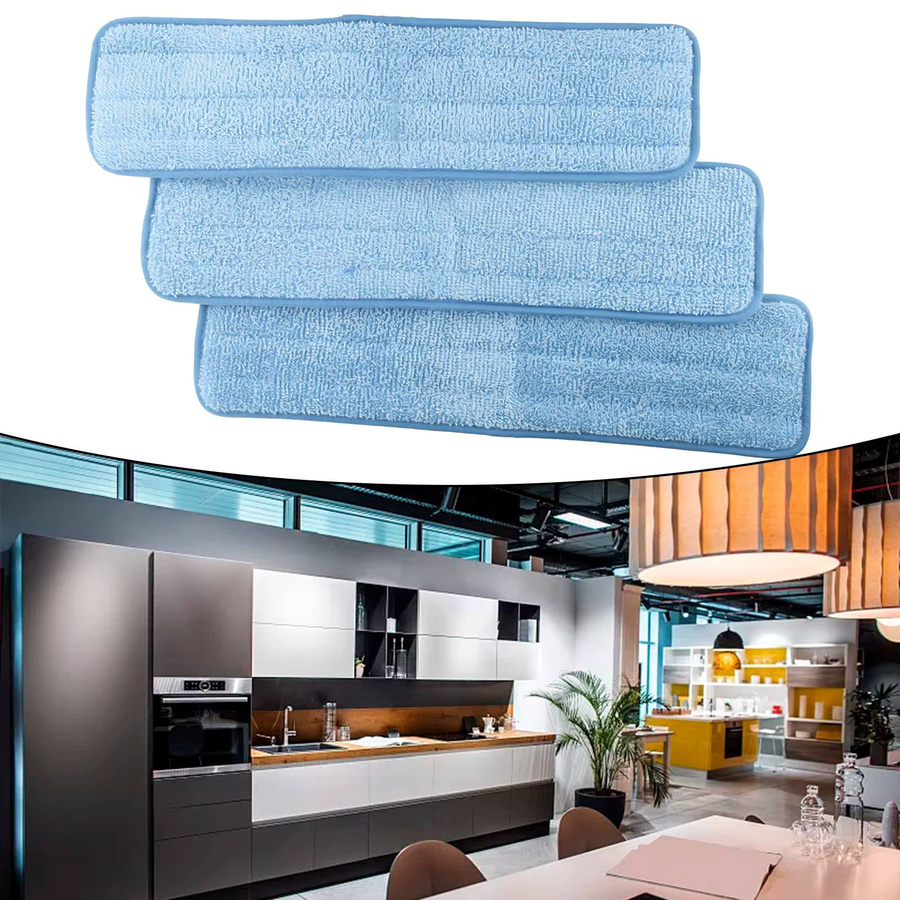 3er-Set Rubbermaid Kommerzielles Mikrofaser Nasspad Q411 Mopp-Refill, Blau, Breite: 45,72 cm - Bild 3