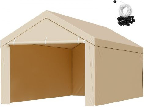 VEVOR Carport-Ersatzdach mit Seitenwänden und Ballfangnetz, Beige, B/T/H: 6,09 x 3,05 m - Bild 1