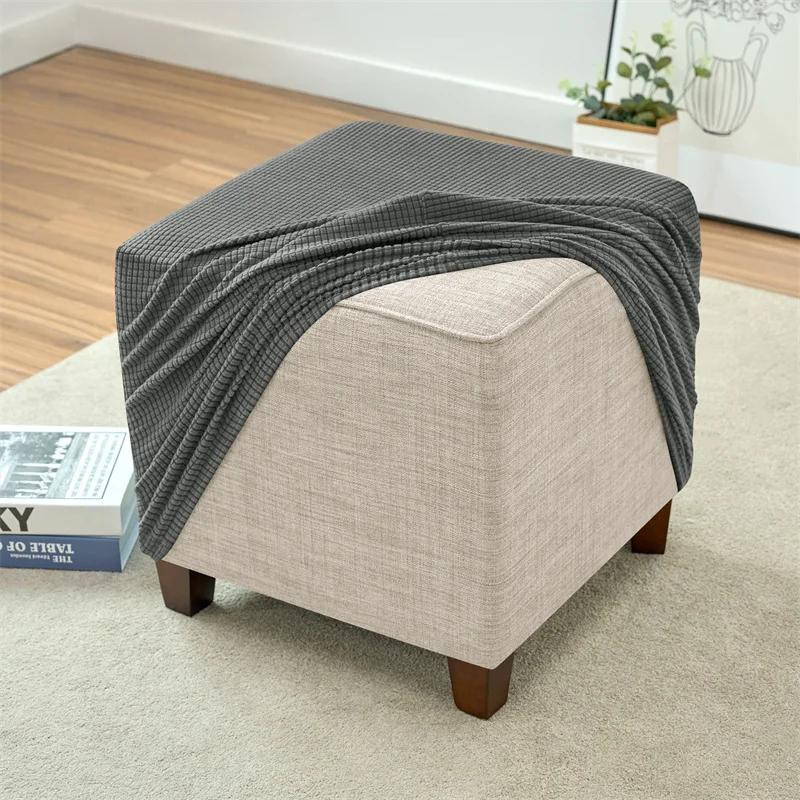 Yiran Furniture Polarfleece Hockerbezug quadratisch, elastischer und dehnbarer Bezug für Fußstützen und Wohnzimmerdeko - Bild 3