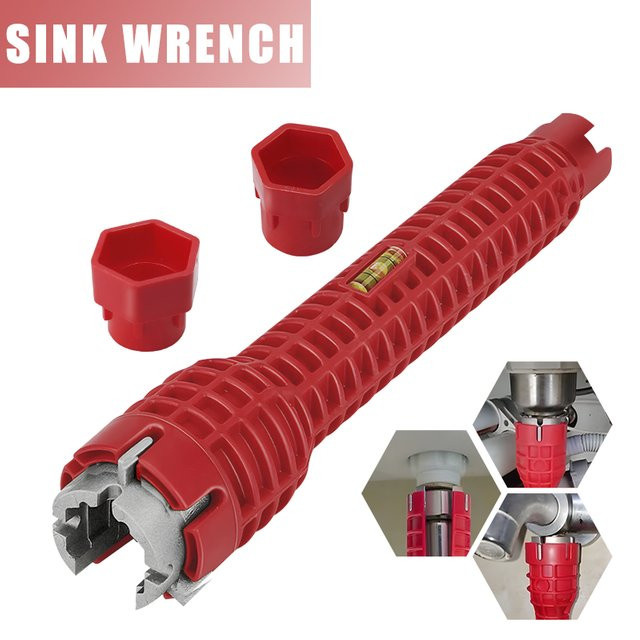 eoopee 14-in-1 Multifunktions-Waschbecken-Wasserhahn-Schlüssel für Sanitär-Reparaturen in Rot - Bild 1