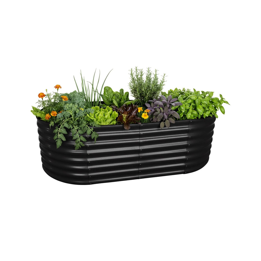 Relaxdays Hochbeet Halbrund aus Metall in Schwarz, Bodenfrei, B/T/H: 200 x 60 x 100 cm - Bild 2