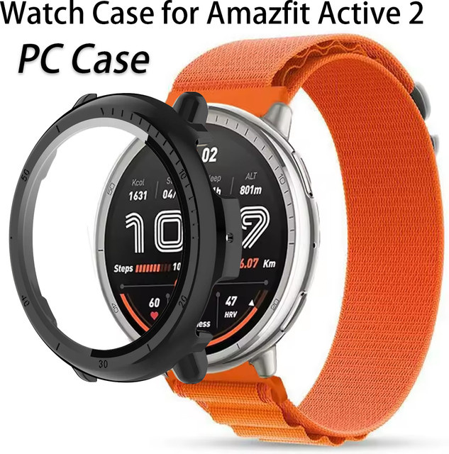 Amazfit Uhrengehäuse für Amazfit Active 2, gehärtetes Glas, Displayschutzfolie, PC-Stoßfänger, Anti-Fall-Schutzfolie - Bild 1