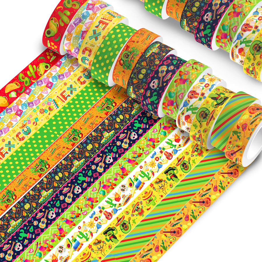 12 Rollen Washi Tape mit Cartoon Cinco de Mayo Motiven in Multicolour für Scrapbooking und Briefpapier - Bild 2