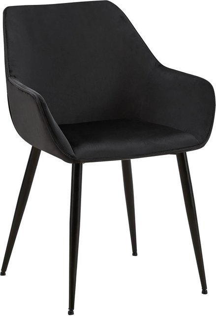 DELUKE Esszimmerstuhl NIVER in Schwarz mit Samtbezug, B/T/H: 52 x 63 x 82 cm - Bild 1