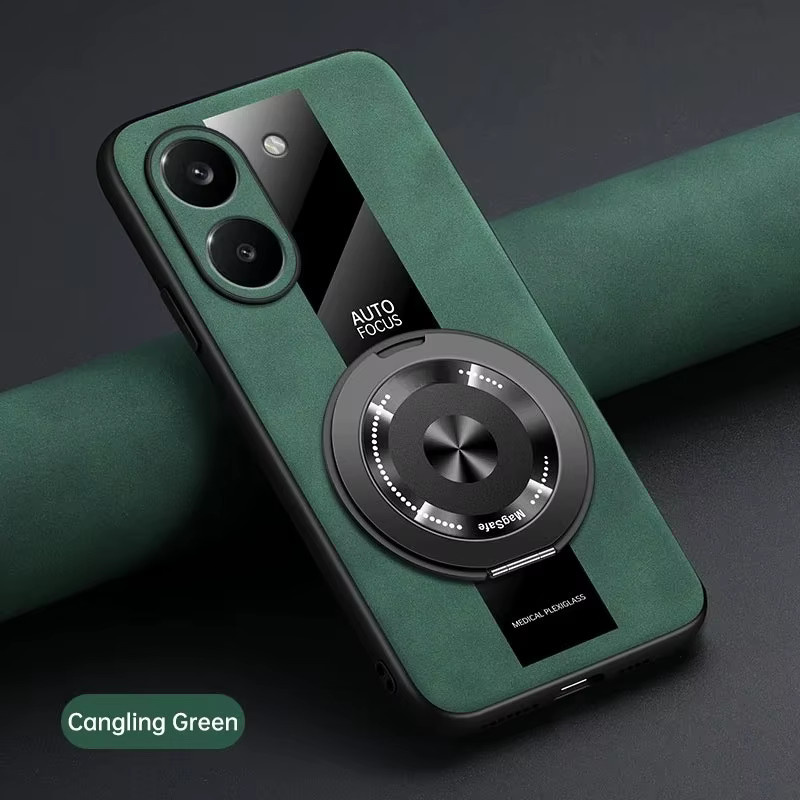 Luxuriöse PU-Lederhülle für Xiaomi POCO X8 Pro Max mit magnetischer Halterung und sturzsicherer Rückseite in Grün - Bild 1