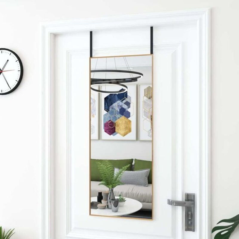 Vidaxl Türspiegel in Gold, rechteckiger Wandspiegel aus Glas und Metall, B: 40 cm, H: 100 cm - Bild 1