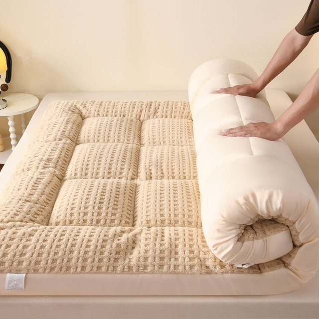 Weiche Tatami-Matratze aus Milchfasern mit Fleece für Herbst und Winter, Beige, B/T: 90 x 200 cm - Bild 1