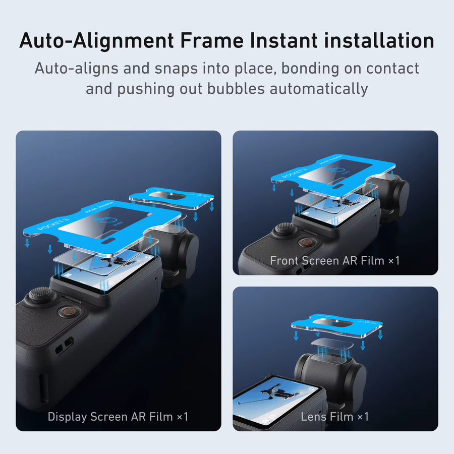 Telesin AR HD Panzerglas Displayschutzfolie für DJI OSMO Pocket 3 und Pocket 4, transparent, staubdicht - Bild 3