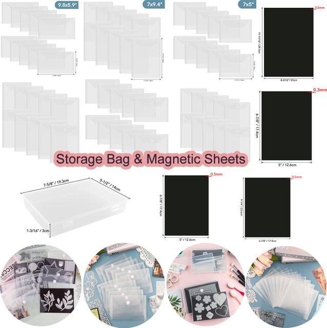 10er Set wiederverschließbare Kunststoff-Umschläge mit magnetischem Verschluss in Transparent, 0,5 mm stark, ideal als Organizer für Bastelarbeiten und zur Aufbewahrung - Bild 1