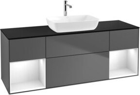V&B Waschtischunterschrank Finion mit Wandbeleuchtung, Anthrazit lackiert, Breite: 160 cm, Tiefe: 50,1 cm, Höhe: 50,1 cm - Bild 1