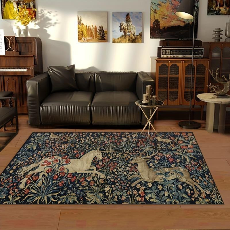 Waschbarer Vintage Teppich mit Einhorn-Motiv von Lodestar, Mehrfarbig, B/T: 60 x 40 cm - Bild 2