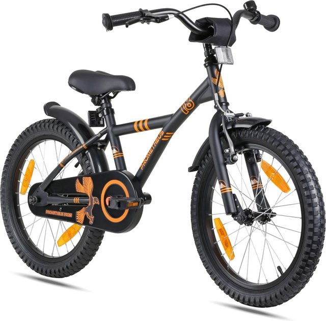 Prometheus Bikes Kinderfahrrad 18 Zoll, mit Stützrädern und Rücktrittbremse, Schwarz - Bild 1