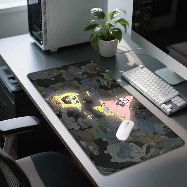 Potdemiel Mauspad Spongebob Multicolour Waschbare Rutschfeste Schreibtischunterlage für Büro und Gaming - Bild 1