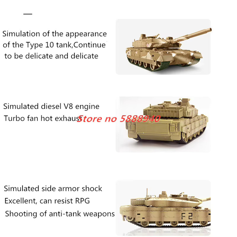 Tccicadas Typ 10 M1A2 T 34 RC Schwerer Panzer, ferngesteuert, Tarnfarben - Bild 5