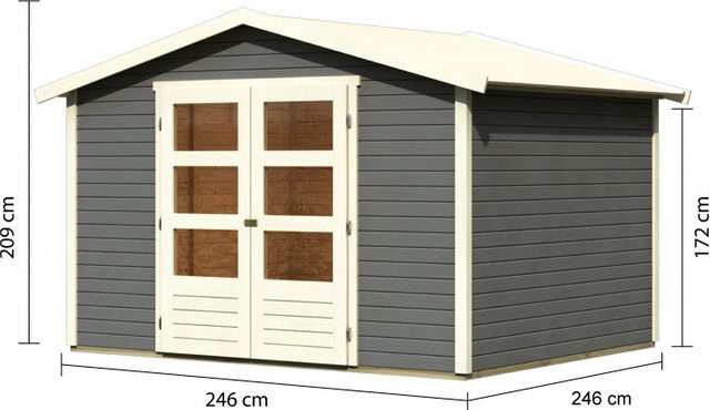 Gartenhaus Holz AMBERG 4 Geräteschuppen in Terragrau B/T: 246 x 246 cm, Wandstärke: 19 mm - Bild 1