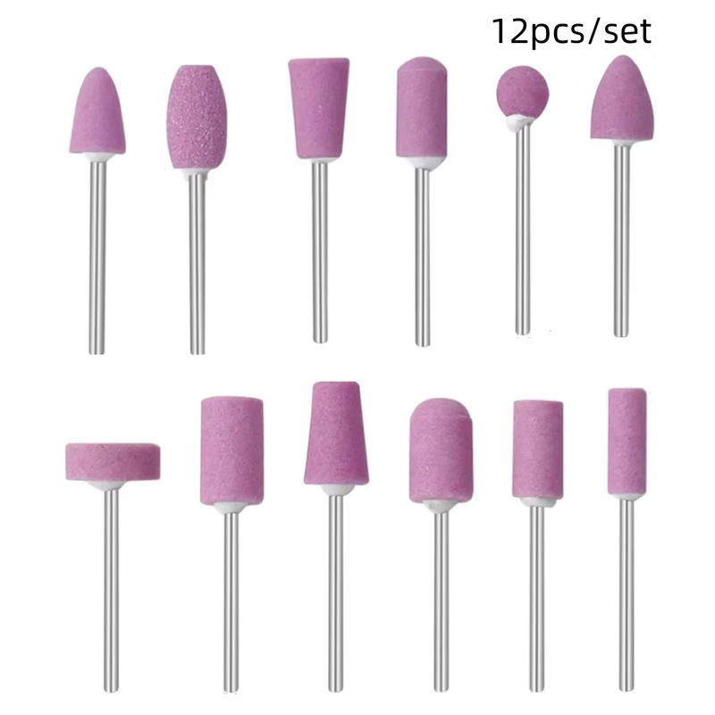 LGFU 12er Set Schleifpolier-Schleifköpfe mit 2,3 mm Schaft, Schleifstein-Radköpfe für Drehwerkzeuge und Mini-Nagelbohrer-Set - Bild 6