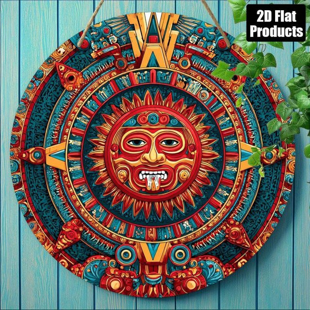 CIFBUY Stammes-Sonnen-Wanddekoration in Multicolour, Retro-Stammes-Kunstwerk mit geometrischem Sonnenmotiv zum Aufhängen, Durchmesser: 20 cm - Bild 1