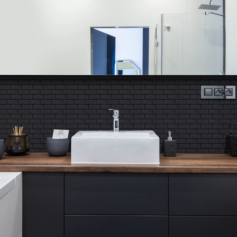 Vividtiles Selbstklebende Küchenfliesen Tapete im Bauernhaus-Design, Schwarz - Bild 3