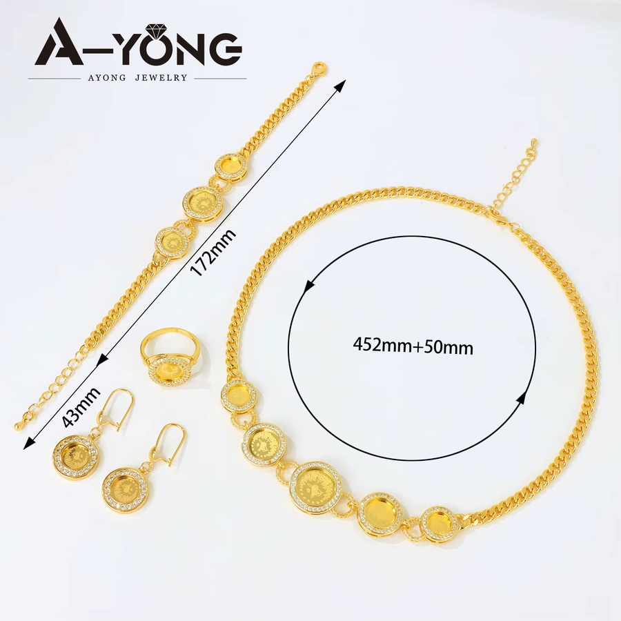 A-YONG AYONG JEWELRY Schmuckset, Gold, Zirkonia, Vintage, Unisex - Bild 2
