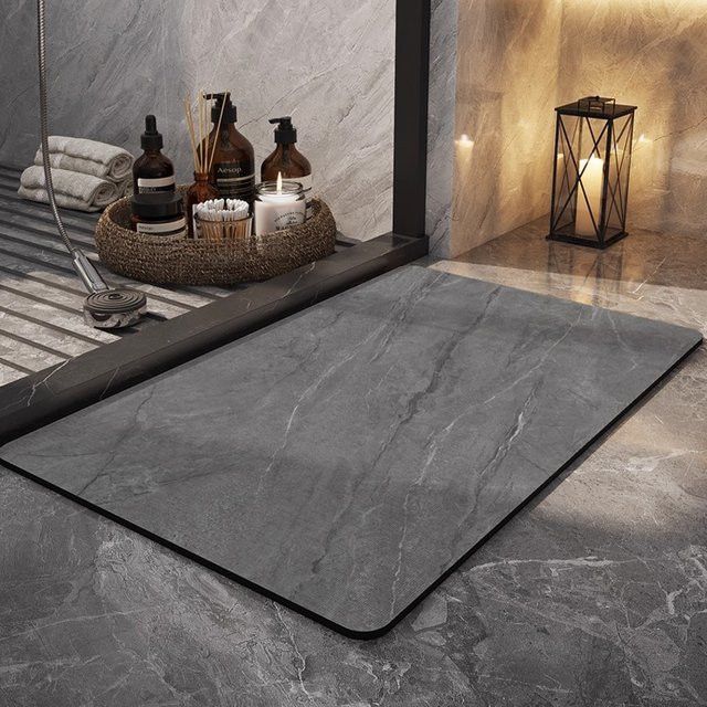 Saugfähige Badematte mit Marmor-Design von facaishu, rutschfeste Fußmatte in U-Form für dein Badezimmer - Bild 1