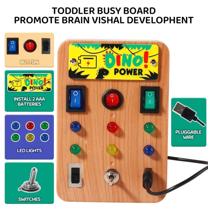 Yiran toy Montessori LED-Licht Busy Board Lernspielzeug ab 3 Jahren aus Holz - Bild 2