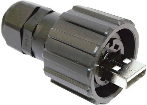 Conec USB 2.0 Stecker-Set IP67 gerade mit Bajonettverschluss in Schwarz 17-200121 - Bild 1