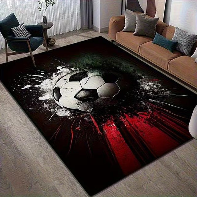 Cartoon-Teppich mit Fußball-Motiv für Kinderzimmer und Wohnzimmer B/B: 40 x 60 cm - Bild 1