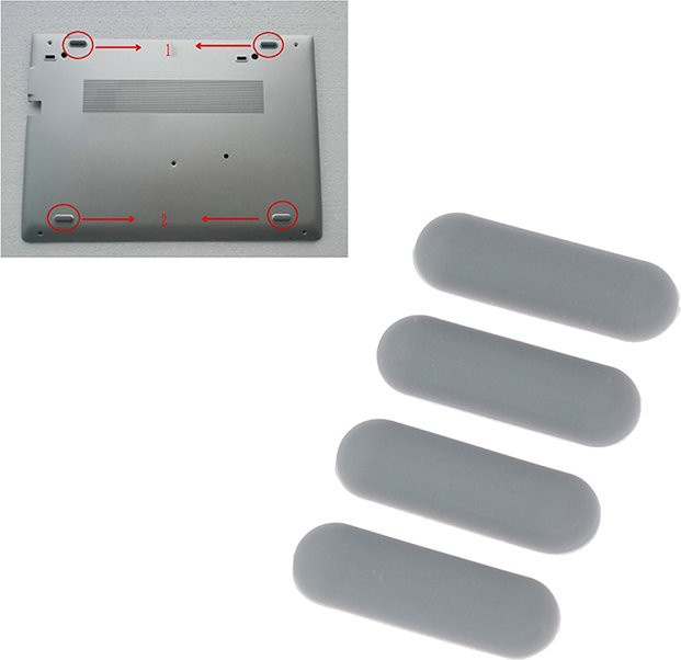 4er-Set Gummifüße als untere Basisabdeckung für HP Laptops der Serien 840 G5 G6, 745 G5 G6, 830, 735 G5 G6 in Grau - Bild 1